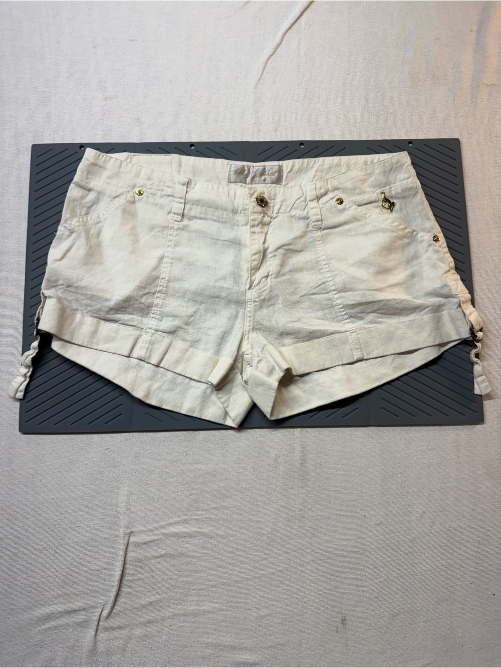 Baby Phat Women's Cream Linen Blend Casual Shorts